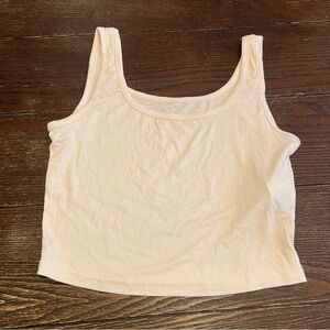 SHEIN Cream Ribbed Cropped Tank Top